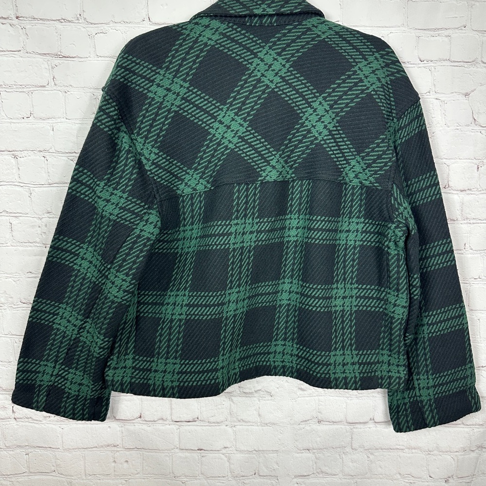 MADEWELL Boxy Shirt Jacket Blazer Green Navy Plaid Button Front NN959 Sz‎ M NWT - Picture 9 of 9